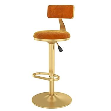 Imagem de WUHUQN Bancos de bar com altura de balcão, cadeiras de bar giratórias ajustáveis, banquetas de veludo com encosto, bancos para balcão de cozinha, altura ajustável de 59,9 a 80 cm