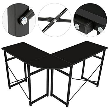 Imagem de AKALNNB Mesa de canto de mesa de PC placa simples em forma de L para computador de mesa canto escritório computador mesa notebook escritório casa escritório mesa (cor: C) (C)