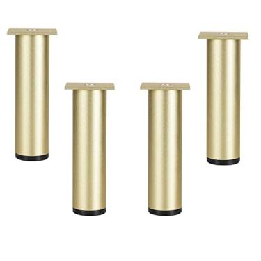 Imagem de Conjunto de 4 pernas ajustáveis para móveis, pernas de metal para sofá, pernas de mesa, pernas de armário redondas, pé de base, mesas de centro de liga de alumínio, pé de cama, peso de carga 300 kg,