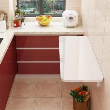 Imagem de Mesa dobrável de parede, mesa dobrável montada na parede, mesa flutuante dobrável, mesa de jantar pequena para sala de jantar, quarto, 30 x 80 cm