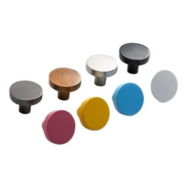 Imagem de CXYFQUUK Puxadores de gaveta de armário dourados de liga de zinco puxadores coloridos de forma redonda para puxadores de porta de armário de quarto, ferragens 2 peças (branco P)