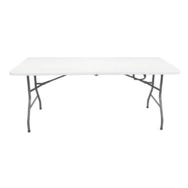 Imagem de Mesa Dobrável Portátil 1,80m Vira Maleta Com Alça Resistente (Branco Lisa)
