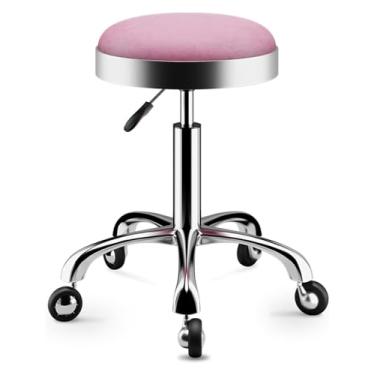 Imagem de WYUYIWH Banqueta de rodinhas com rodas com rodas para salão de beleza, hidráulica, para laboratório, guitarra, laboratório, bancada de trabalho, cadeira giratória ajustável médica
