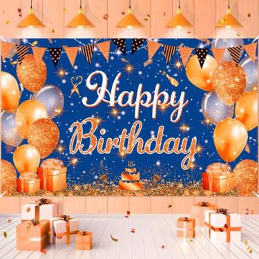 Imagem de Decorações de banner de aniversário Peconal Blue Orange 180x110cm