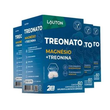 Imagem de Kit 4x Treonato Magnésio Treonina 60 Comprimidos Lauton - Lauton Nutri