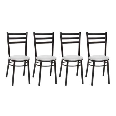 Imagem de Kit 4 Cadeiras Cp81 Pintadas Pretas Treparoni Preto Com Branco