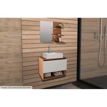 Imagem de Conjunto de Banheiro com Armário Espelhado e Balcão Suspenso - Tecno Mobili