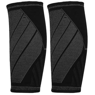 Imagem de Domary Caneleira de Compressão Elástica de Quatro Lados, Respirável, Absorção de Choque para Beisebol, Corrida e Muito Mais (L)