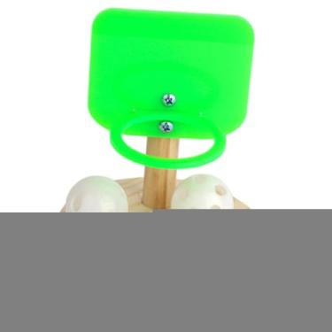 Imagem de Generic Brinquedo de atividade para, suprimentos para animais de estimação, suporte de basquete, mesa de treinamento, acessório de madeira, bola, Cesta Redonda