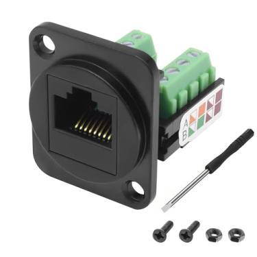Imagem de MEIRIYFA Adaptador de terminal de parafuso de montagem em painel RJ45 8P8C, terminal fêmea sem solda tipo D RJ45 Cat5E Extensor Ethernet 1000Mbps alta velocidade com parafuso