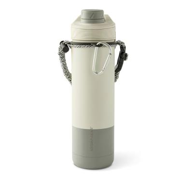 Imagem de Hydragear Garrafa de água Zenith Chugger de aço inoxidável de 737 g – parede dupla isolada a vácuo com tampa antivazamento, alça trançada e mosquetão – livre de BPA – Snowdrop/estanho