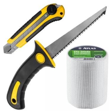 Imagem de Serrote Para Gesso Drywall + Fita Telada 100Mmx20M +Estilete - Fertak