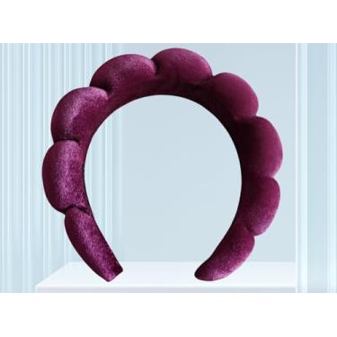 Imagem de Bandanas de spa para lavar o rosto ou cuidados com a pele facial, conjunto de faixas de cabelo felpudas para maquiagem inchada para lavar o rosto impressão Pleuche roxo 14