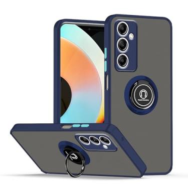 Imagem de Anlalish Compatível com capa translúcida para Samsung Galaxy A55 5G com suporte giratório de 360°, capa para celular Samsung A55 5G magnética fosca à prova de choque protetora (azul escuro)