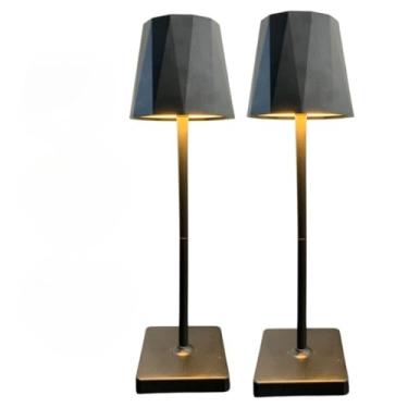 Imagem de Abajur de Mesa, Kit 2 Luminária Abajur Mesa Led Touch sem Fio Recarregável Preta(Preto)