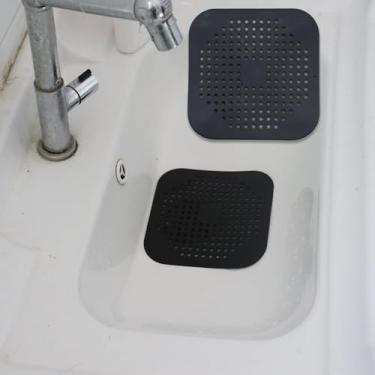 Imagem de Filtro de ralo de pia, filtro de malha antientupimento para pia de cozinha, protetor de detritos de alimentos, fácil de instalar, evita entupimentos e bloqueios de cabelo, preto
