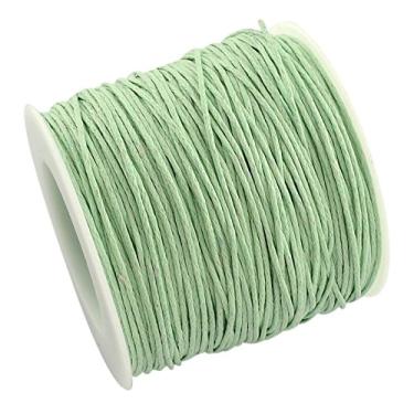 Imagem de Cordões de algodão encerado de 100 metros de 1 mm, joias, miçangas, artesanato, cordão de costura, cordão de pulseira de nó chinês para fazer colar de contas trançadas DIY (verde claro)