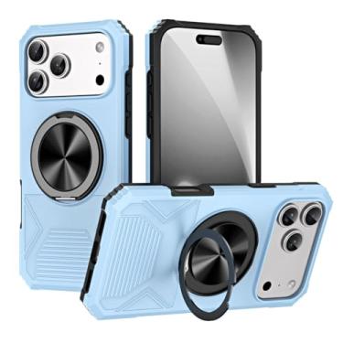 Imagem de LYJSMGZ Capa fina para iPhone 17 Pro Max/17 Pro/Air/17, anel magnético giratório militar fosco antiarranhões PC Shell, cromada, 17