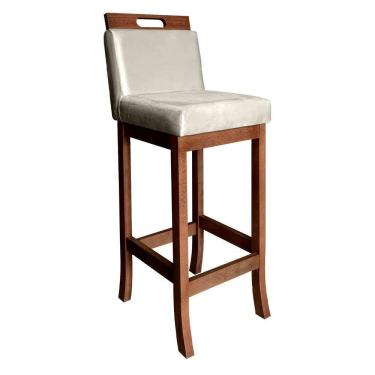 Imagem de Banqueta Média Milão Estofada 94 Cm Madeira Maciça Suede Bege CCS