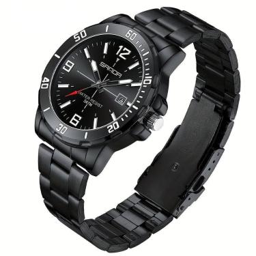 Imagem de Relógio De Aço Inoxidável Impermeável Sanda 3265 à Prova D`água Preto