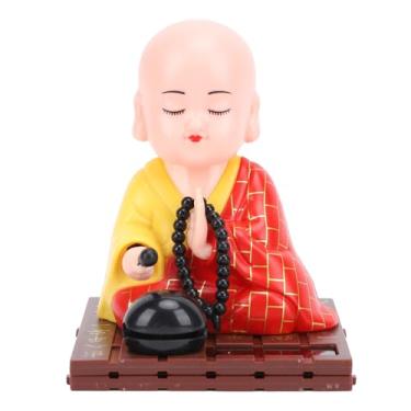 Imagem de Estatueta de monge pequeno, brinquedos de cabeça solar, carro de painel engraçado acenando com cabeça chinesa, pequeno buda chinês, estátua de monge pequeno buda chinês, decoração de monge para casa