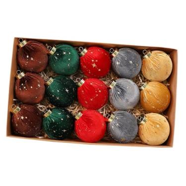 Imagem de IEUDNS Bolas de Natal de Veludo, Enfeites em Forma de Bola, 8 Cm (3,15 Polegadas), Leves E Portáteis, para Decoração de árvores de Natal E Ano, 15 Peças 5 Cores, Tamanho real