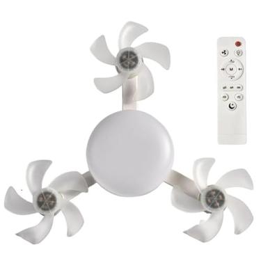 Imagem de Ventilador de Teto 110V Dobrável LED 50W/60W com Controle Remoto - E27 (45x12x45/50x12x50) (3 cabecas)