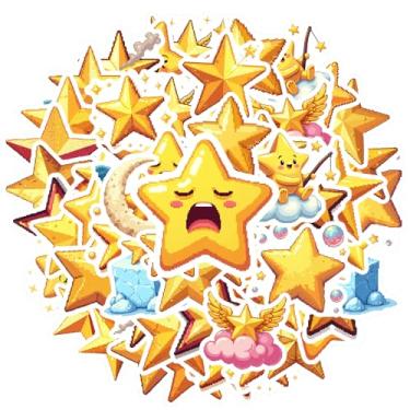 Imagem de 35 peças de adesivos de papelaria de fantasia celestial de estrelas celestiais para telefone faça você mesmo, guitarra, notebook, mala, laptop, bagagem, scrapbook, diário, adesivo