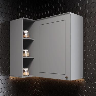 Imagem de Armário Aéreo de Canto Reto 1 Porta em MDF Americana C359 Henn - Cinza