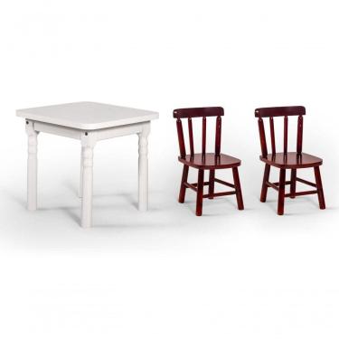 Imagem de Conjunto Mesinha Infantil Branca Com 2 Cadeiras Kids Mogno