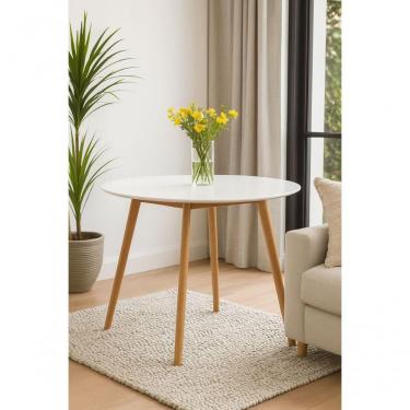 Imagem de Mesa Leda 90cm Redonda Branco Ideal Para Ambientes Sofisticados E Compactos