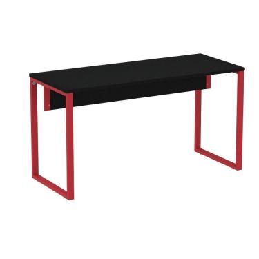Imagem de Mesa Escritório P25 Tub Pandin 150 Cm (larg) Tampo Mdp Preto Pé Aço Tubular Vermelho