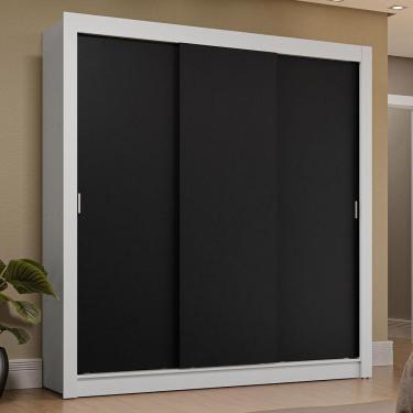 Imagem de Guarda-Roupa Casal 3 Portas Correr Branco/Preto