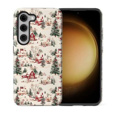 Imagem de casesok Capa para Samsung Galaxy S23, capa rígida de camada dupla + capa de telefone de silicone, proteção total à prova de choque para Samsung Galaxy S23-cidade natalina inverno vila nevada