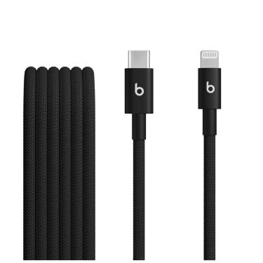 Imagem de Cabo trançado de USB-C para Lightning da Beats (1,5 m), Preto-relâmpago