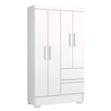 Imagem de Guarda Roupas Solteiro Juvenil 4 Portas 2 Gavetas Branco Coimbra