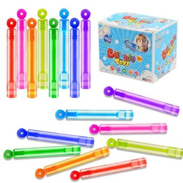 Imagem de 48 Unidades Varinhas de Bolha, Bastão de Bolha de Sabão para Crianças, Cores Sortidas, Lembrancinhas para Festa Infantil, Presente para Natal, Dia das Crianças, Aniversário, Brincadeira ao Ar Livre