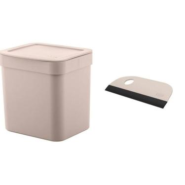 Imagem de Kit Lixeira Trium C Tampa 4,7Litros + Rodinho De Pia Cozinha