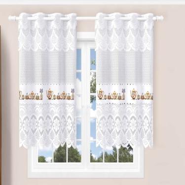 Imagem de Beija Flor, Cortina Pia Bando Vitro Formosa Renda Cozinha 1,60x0,80x0,20 Cor:Bule Dourado