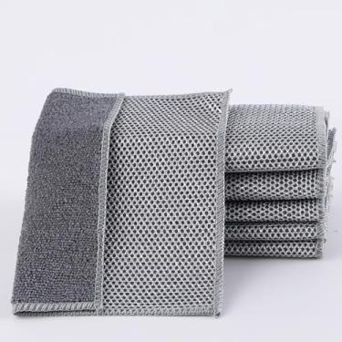 Imagem de Pano de lavar louça multiuso de 10 unidades, pano de prato sem arranhões, pano de limpeza milagroso de microfibra com malha, pano de malha de aço de dupla face