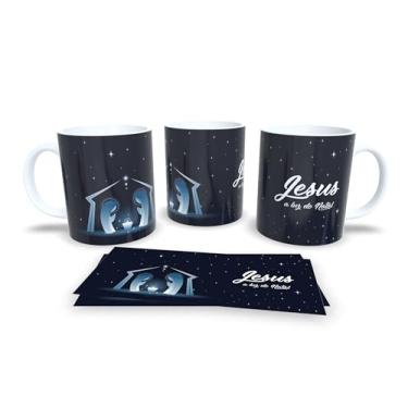 Imagem de Caneca Natalina Família Feliz, Porcelana Branca com Design Preto e Dourado, Decoração de Natal com Mensagem em Português (2304)