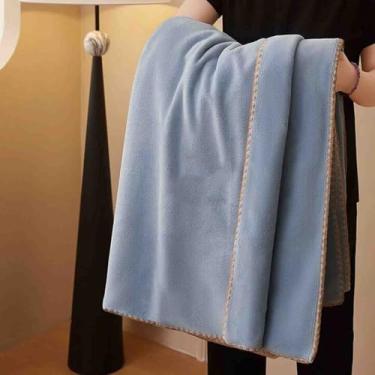 Imagem de Cobertor de lã com peso e mantas fofas femininas masculinas para cama adulto casal solteiro para sofá inverno xale grosso e quente para dormitórios (azul, 180 x 200 cm)