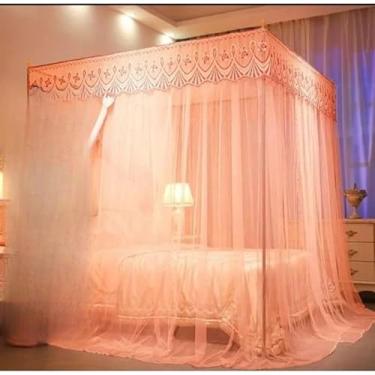 Imagem de Mosquiteiro Palácio com Armação para Cama Casal/Box/Queen Proteção Contra Mosquitos(Laranja)