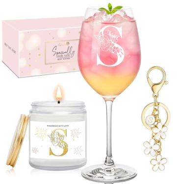 Imagem de Cyrelwing Presentes personalizados para mulheres, taça de vinho A-Z com monograma
