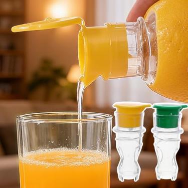 Imagem de 2 peças de espremedor de limão de plástico – extrator de suco compacto espremedor cítrico com tampa – espremer limão para coquetéis, bebidas