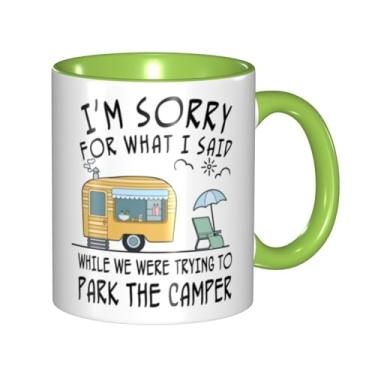 Imagem de LINKEQICHE Caneca de acampamento Aeiniwer Caneca de acampamento trailer Sorry For What I Said While Park The Camper Canecas de café divertidas ao ar livre fim de semana Melhor aniversário/Natal