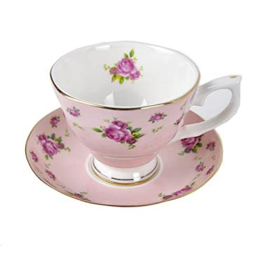 Imagem de Conjunto de xícaras de chá conjuntos de chá para mulheres conjuntos de chá para adultos osso fino China xícara de café e pires e colher, design de moda engraçado, xícara de café expresso, caneca de