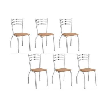 Imagem de Cadeiras de Cozinha Portugal C007 Kit 6 Un Cromada - Assento Capuccino 31 - Kappesberg