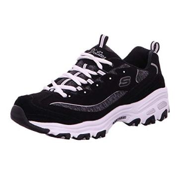Imagem de Skechers D'Lites - Me Time tênis moderno com cadarço feminino, preto/branco, 39