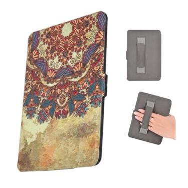 Imagem de Akacy Capa protetora de couro PU para Kindle Paperwhite 6.0 polegadas 11ª geração lançada em 2022/2024 (Modelo: C2V2L3/RS23CV) padrão pintado com alça (14)